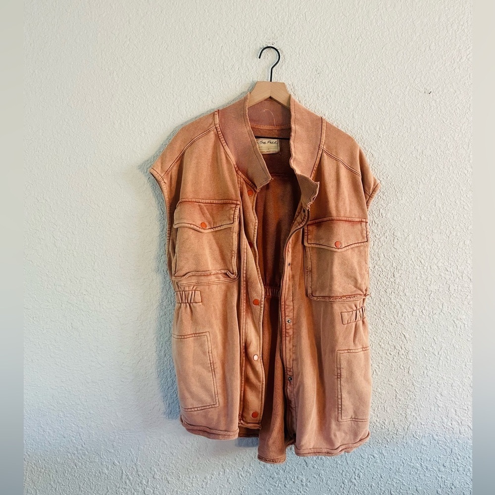 Free People Coza utility Vest in Blush / Peach